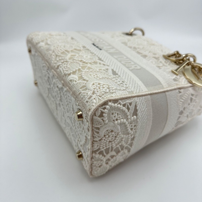 DIOR 聖誕限定款 booktote 白色鏤空刺繡手提肩背斜背黛妃包23.5*20*11 98新配件塵袋-5