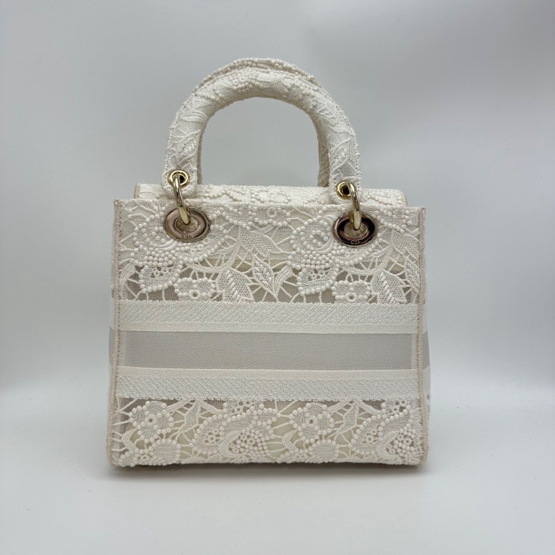 DIOR 聖誕限定款 booktote 白色鏤空刺繡手提肩背斜背黛妃包23.5*20*11 98新配件塵袋-6