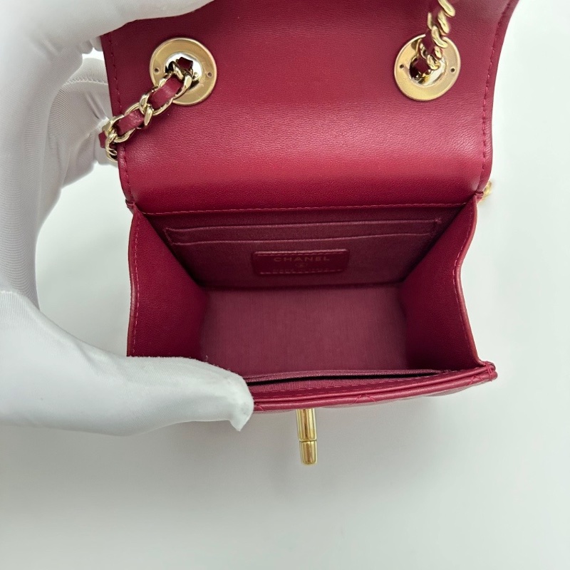 CHANEL紅金菱格紋 Trendy cc mini肩背斜背包11*11.5*4 98新配件塵袋保卡-1