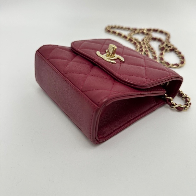 CHANEL紅金菱格紋 Trendy cc mini肩背斜背包11*11.5*4 98新配件塵袋保卡-2