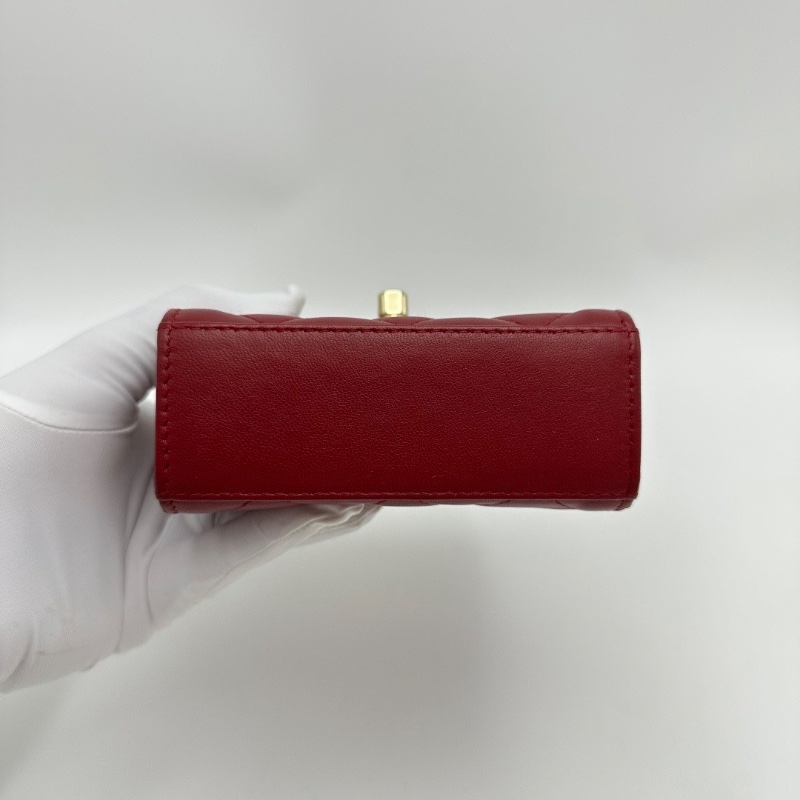 CHANEL紅金菱格紋 Trendy cc mini肩背斜背包11*11.5*4 98新配件塵袋保卡-3