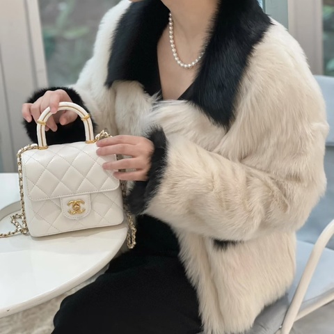 CHANEL 23S白金手柄 手提肩背牛奶盒子包15*13.5*7 98新配件塵袋