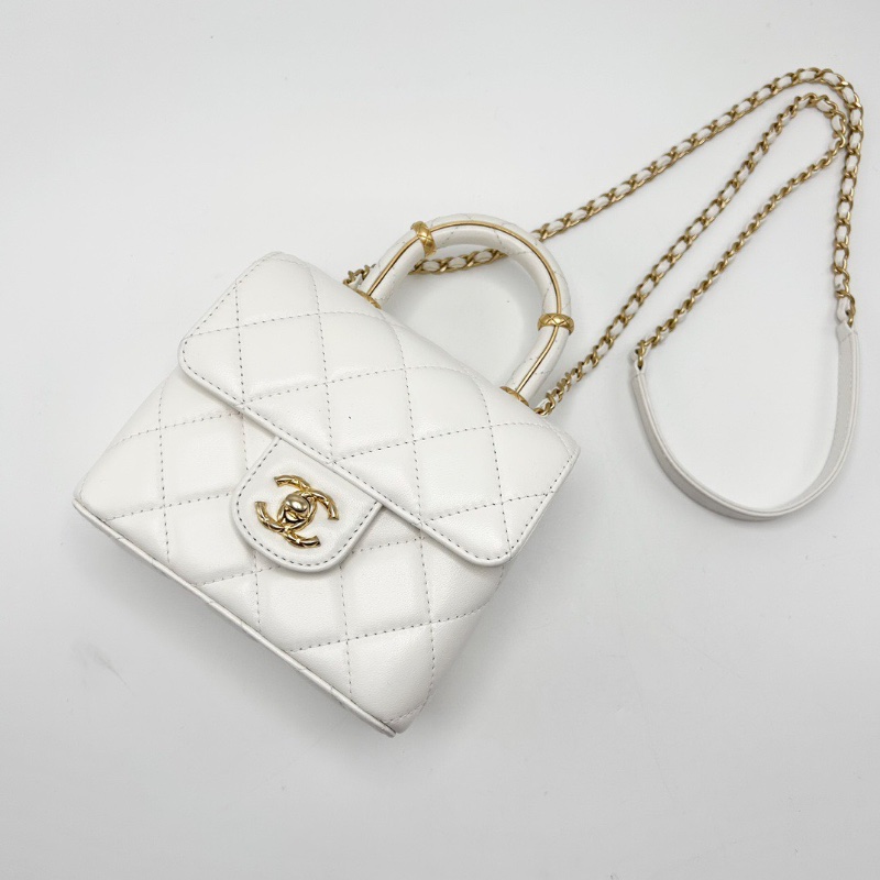 CHANEL 23S白金手柄 手提肩背牛奶盒子包15*13.5*7 98新配件塵袋-3