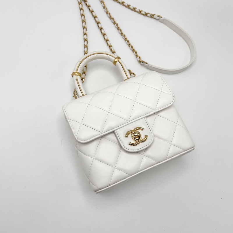CHANEL 23S白金手柄 手提肩背牛奶盒子包15*13.5*7 98新配件塵袋-5