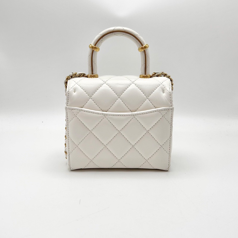 CHANEL 23S白金手柄 手提肩背牛奶盒子包15*13.5*7 98新配件塵袋-6