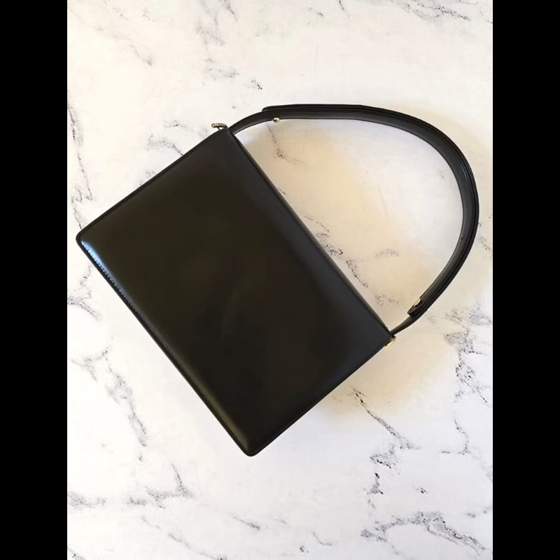 【LA LUNE】稀有中古包 Celine黑色馬車風琴包 單肩包 側背包 斜背包二手古董-2