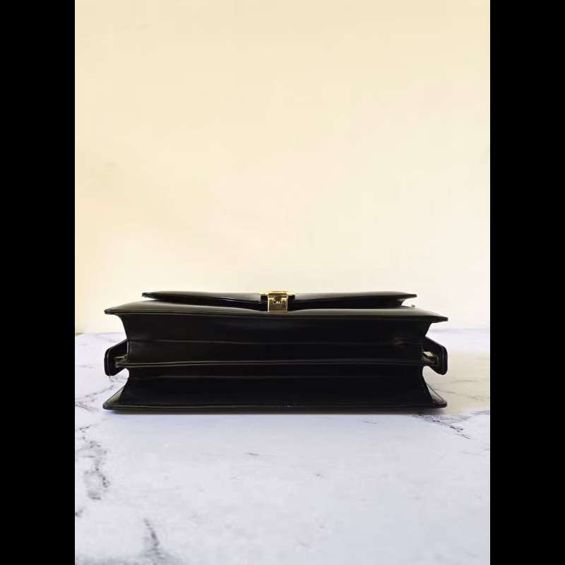 【LA LUNE】稀有中古包 Celine黑色馬車風琴包 單肩包 側背包 斜背包二手古董-5