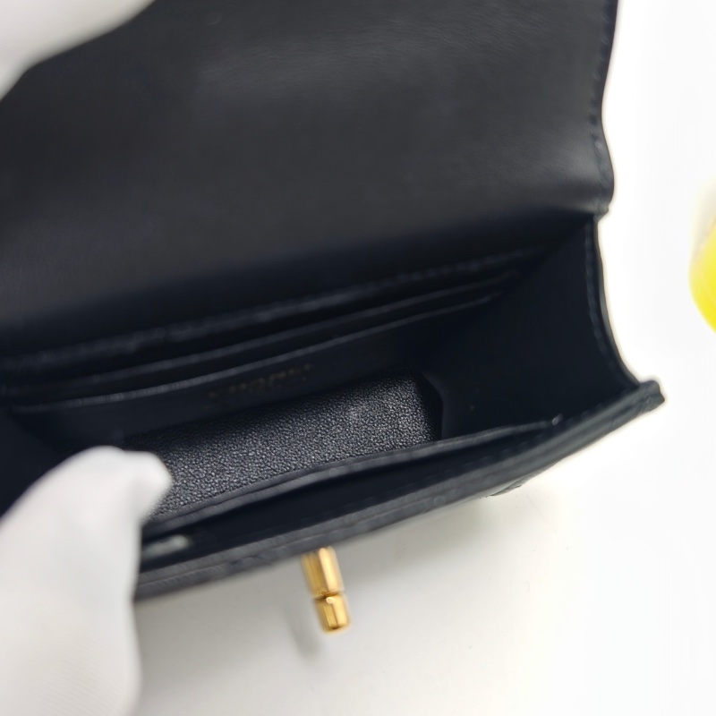 CHANEL 黑金 木珠手柄羊皮手提斜背包11*11*4 98新配件塵袋-2