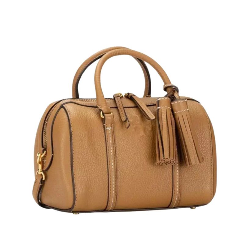 【TORY BURCH】流蘇波士頓手提肩背包-焦糖色-1