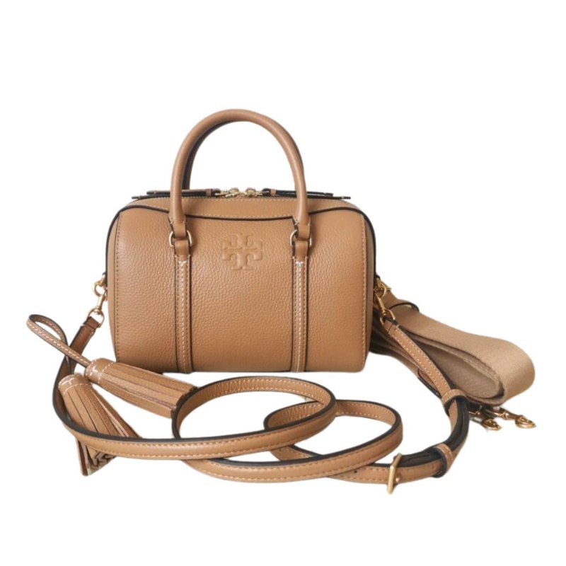 【TORY BURCH】流蘇波士頓手提肩背包-焦糖色-3