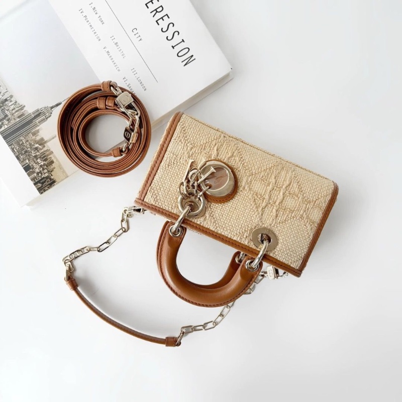 dior Lady D-joy迷你編織拼皮橫版黛妃包17*10 98新配件肩帶塵袋-1