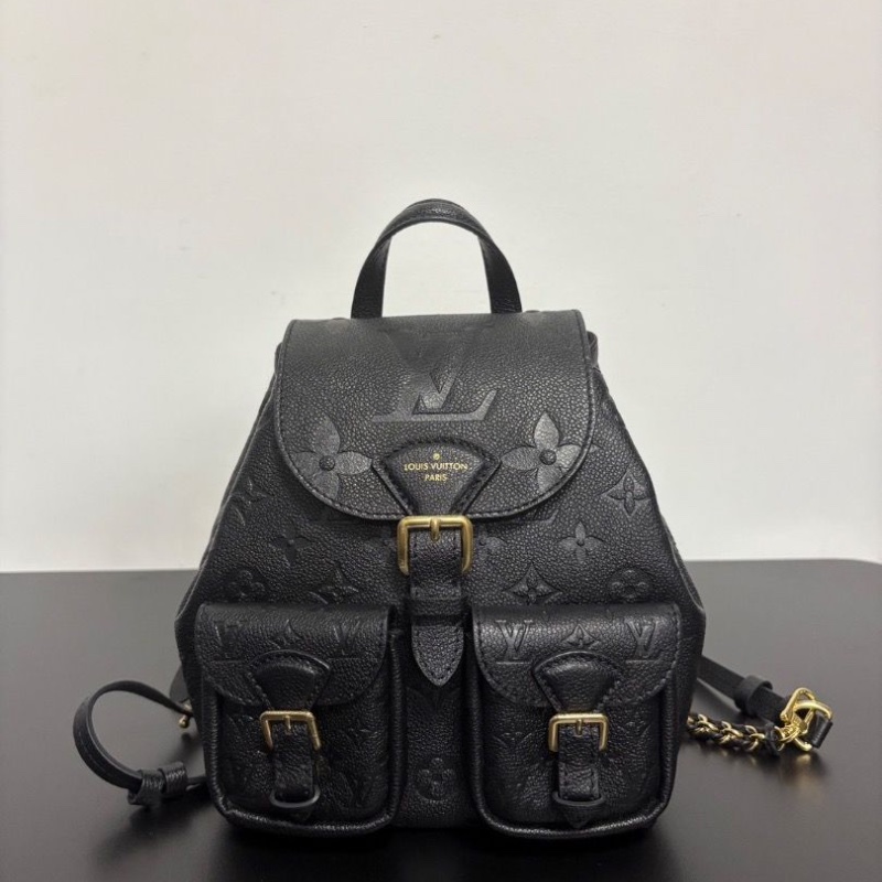 LV Back Up 小青蛙後背包黑金 粒面壓紋牛皮 芯片款18*20 99新配件塵袋-2