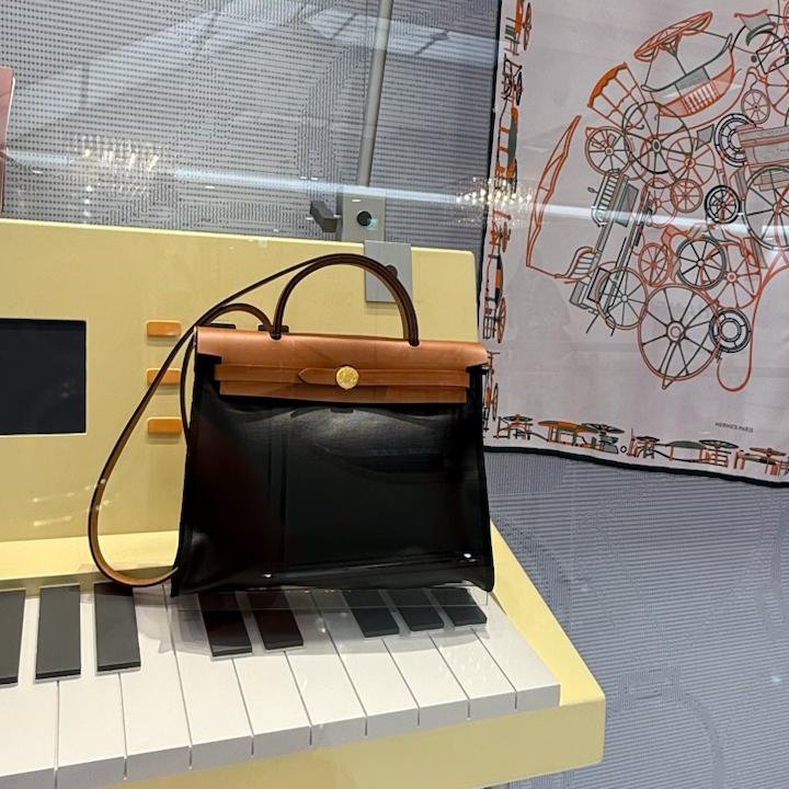 HERMES 愛馬仕 Herbag 31 黑米焦糖 防水布款 全新未使用 銀扣-0