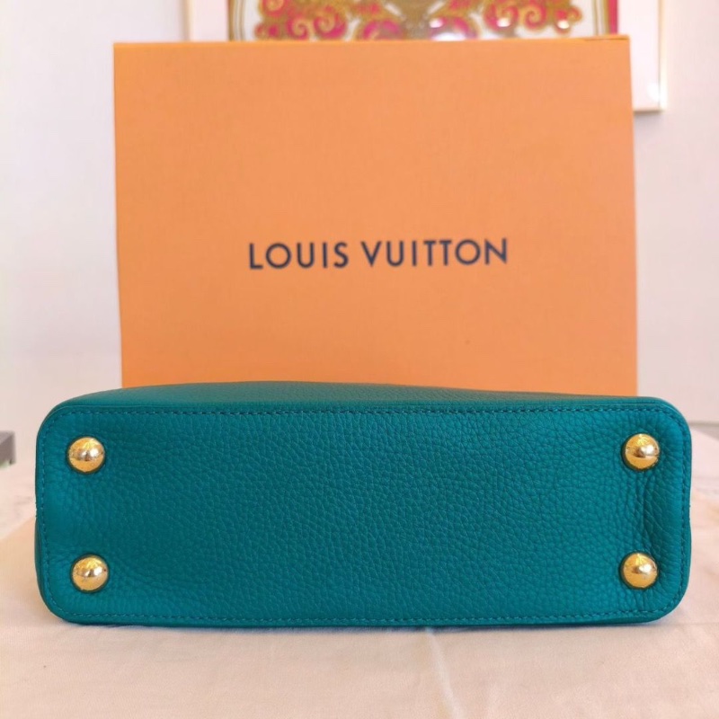 LV Capucines 牛皮肩背包綠色 芯片款27x9x18 全新配件肩帶塵袋盒子-5