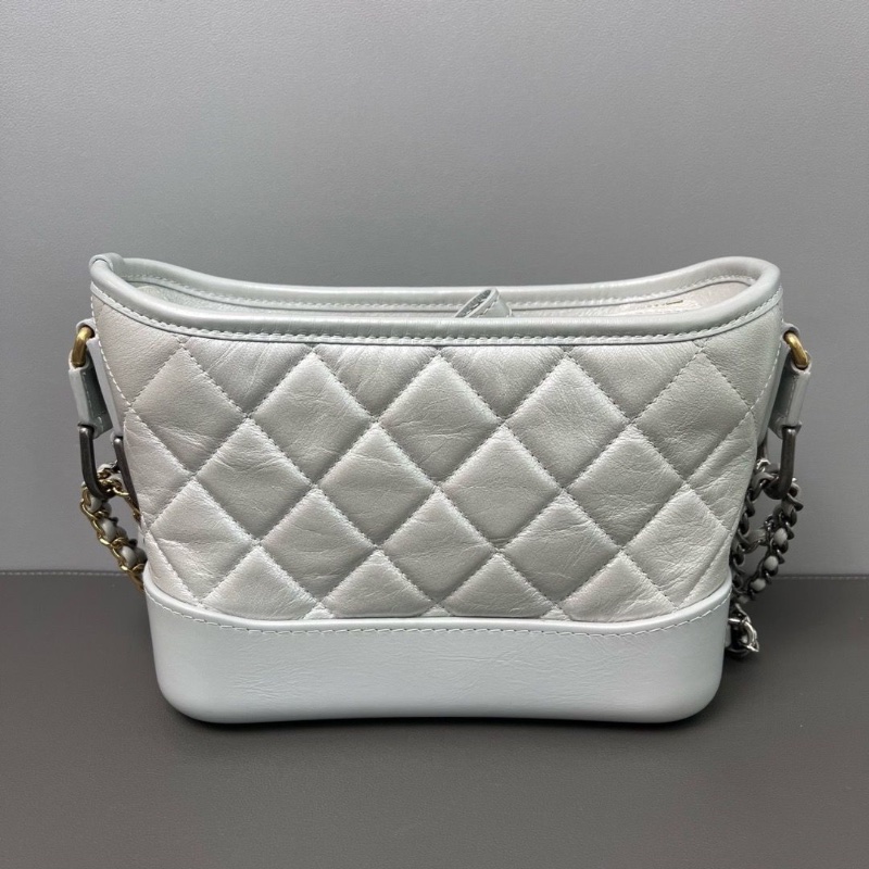 Chanel 銀色流浪包 小號菱格紋牛皮19*15*7 98新配件塵袋-2