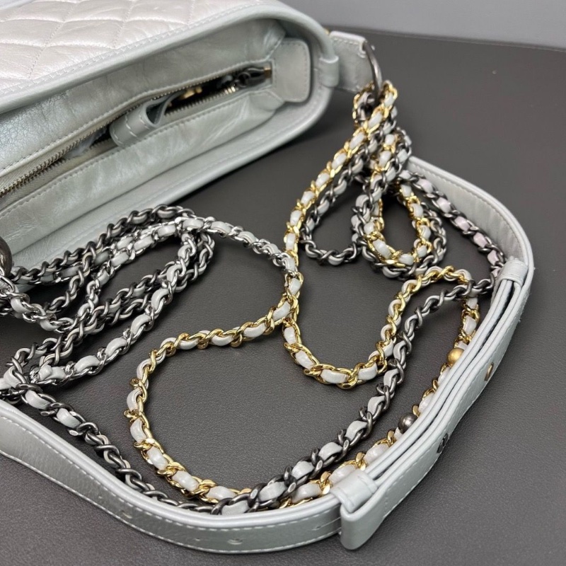 Chanel 銀色流浪包 小號菱格紋牛皮19*15*7 98新配件塵袋-3