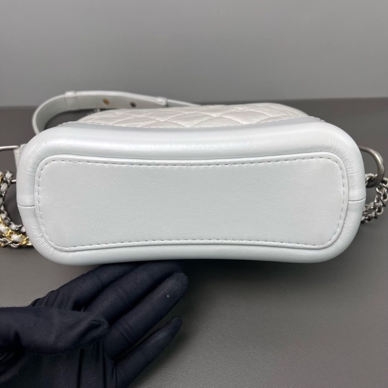 Chanel 銀色流浪包 小號菱格紋牛皮19*15*7 98新配件塵袋-7