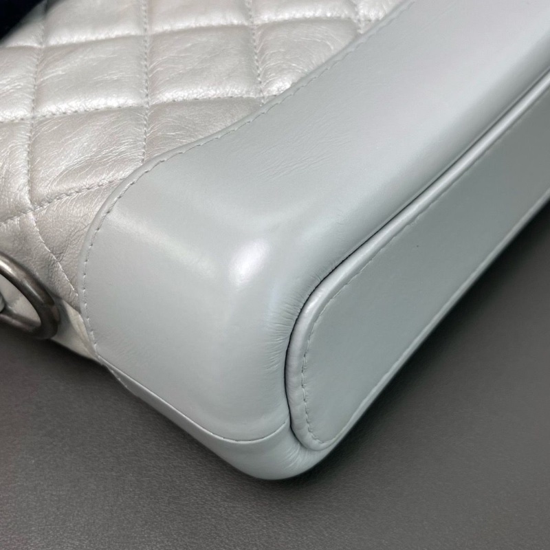 Chanel 銀色流浪包 小號菱格紋牛皮19*15*7 98新配件塵袋-8