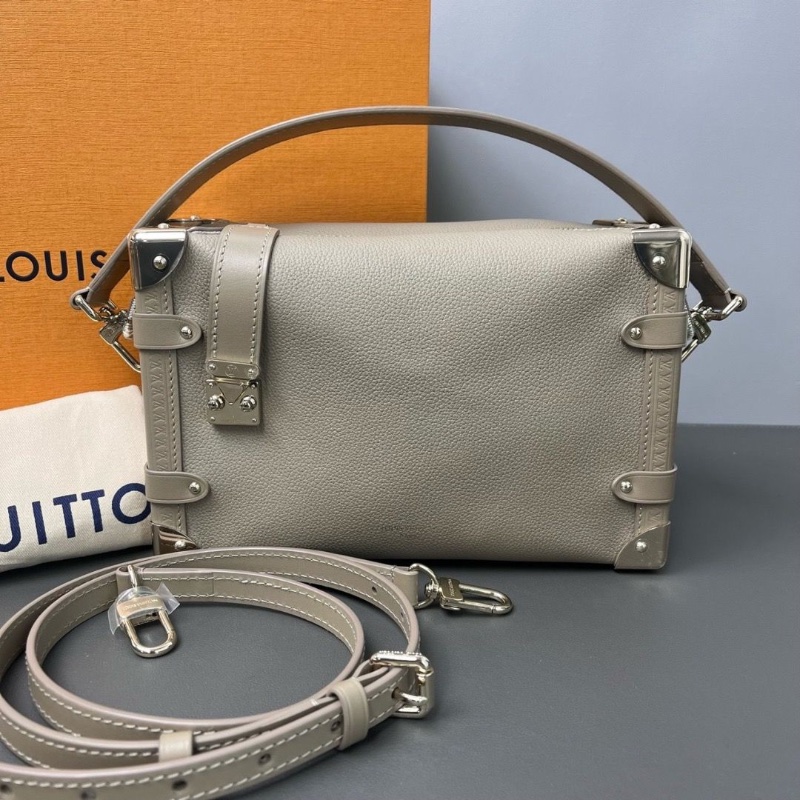 LV 芯片款 Side Trunk 中號 大象灰全皮方盒子包肩背包 23.5*8*15.5cm 98新配件肩帶 手柄 塵袋 盒子-0