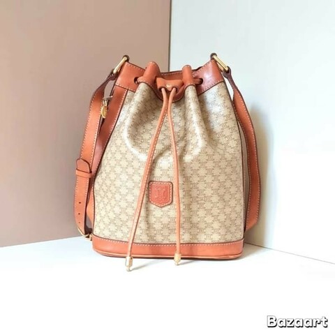 【LA LUNE】絕版古董包 Celine老花中古水桶包 單肩包 皮革包 斜背復古二手