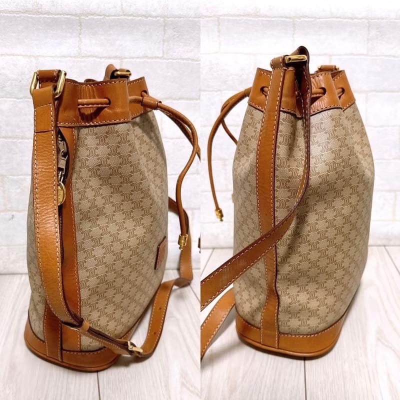 【LA LUNE】絕版古董包 Celine老花中古水桶包 單肩包 皮革包 斜背復古二手-1