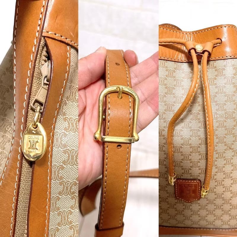 【LA LUNE】絕版古董包 Celine老花中古水桶包 單肩包 皮革包 斜背復古二手-4