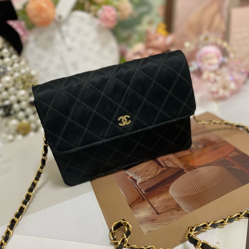 Chanel經典雙C 緞面信封包鏈條包 稀有限量款🏅-4
