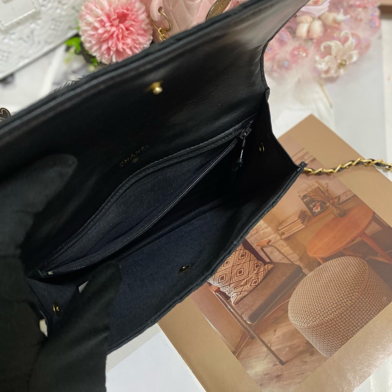 Chanel經典雙C 緞面信封包鏈條包 稀有限量款🏅-9