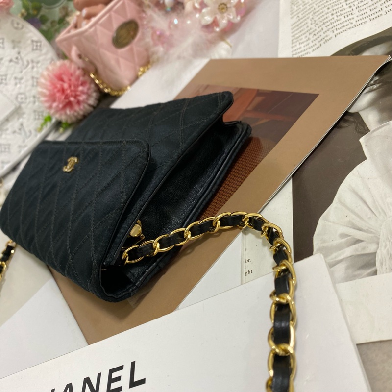 Chanel經典雙C 緞面信封包鏈條包 稀有限量款🏅-12