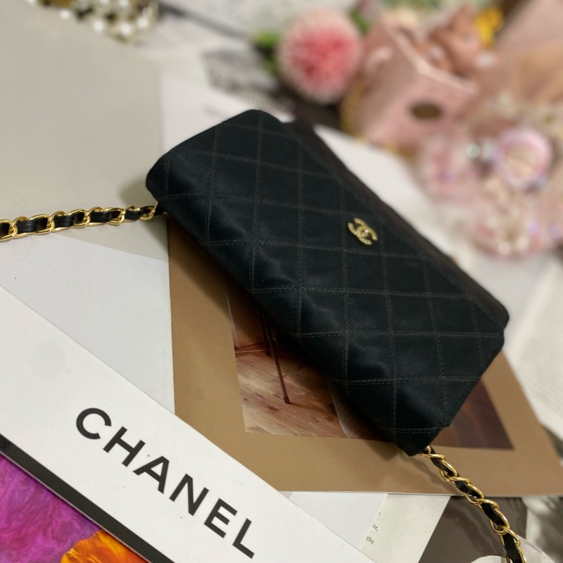 Chanel經典雙C 緞面信封包鏈條包 稀有限量款🏅-13