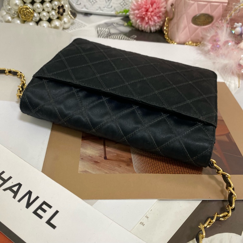 Chanel經典雙C 緞面信封包鏈條包 稀有限量款🏅-15