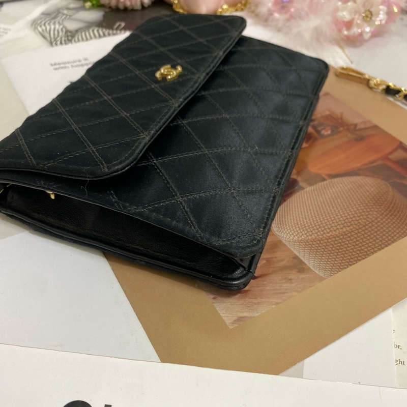 Chanel經典雙C 緞面信封包鏈條包 稀有限量款🏅-16
