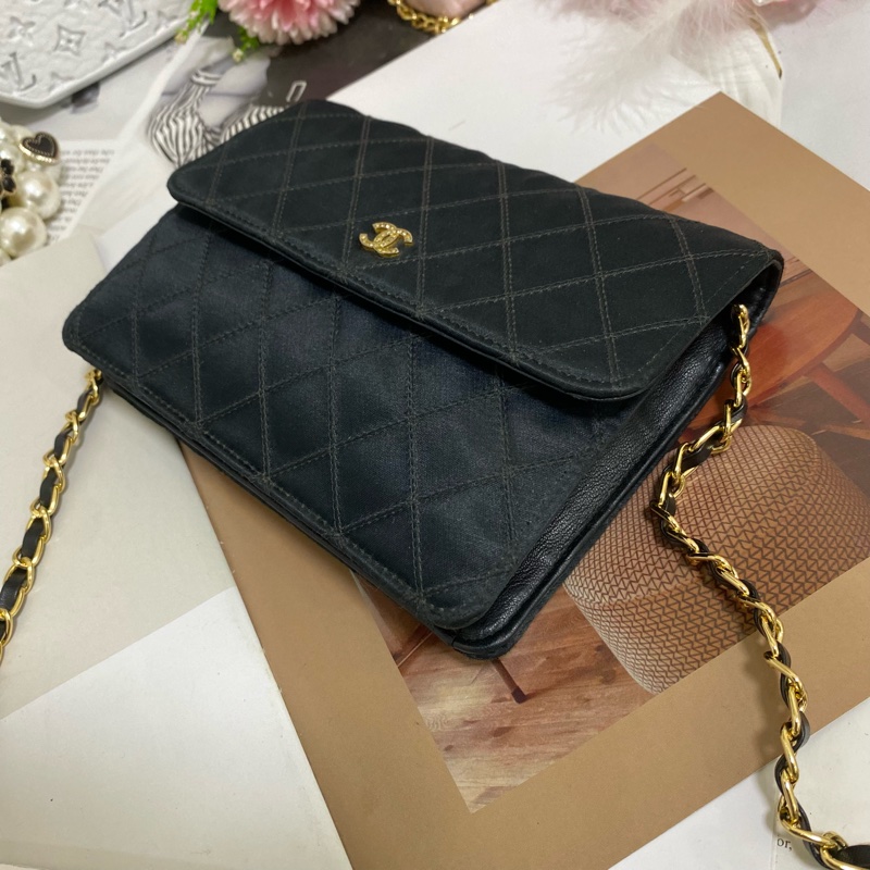 Chanel經典雙C 緞面信封包鏈條包 稀有限量款🏅-17