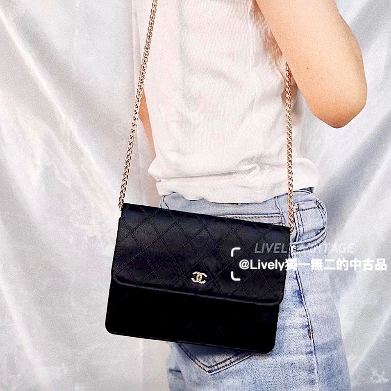 Chanel經典雙C 緞面信封包鏈條包 稀有限量款🏅-29