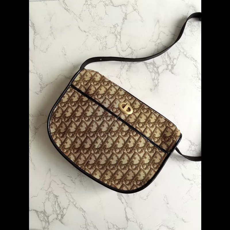 【LA LUNE】絕版中古包 Dior 酒紅老花半月包 斜背包 單肩包 側背包 二手包-0