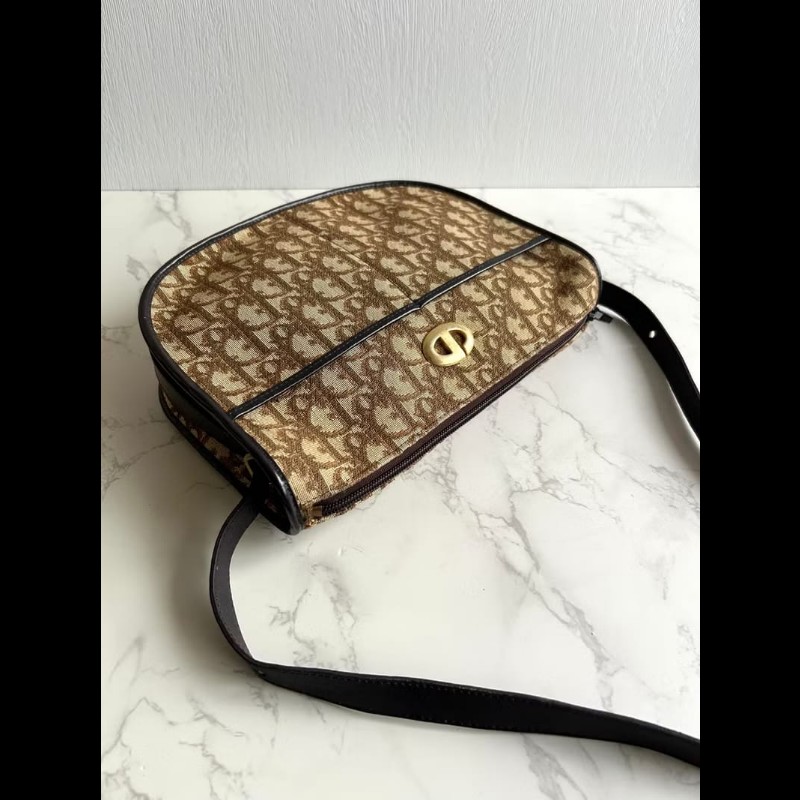 【LA LUNE】絕版中古包 Dior 酒紅老花半月包 斜背包 單肩包 側背包 二手包-1