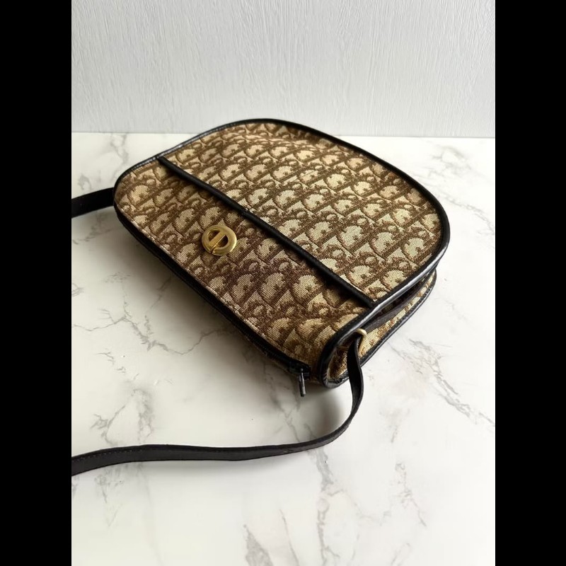 【LA LUNE】絕版中古包 Dior 酒紅老花半月包 斜背包 單肩包 側背包 二手包-2