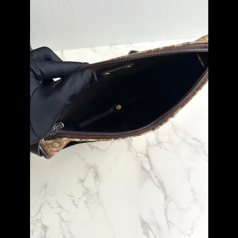 【LA LUNE】絕版中古包 Dior 酒紅老花半月包 斜背包 單肩包 側背包 二手包-4