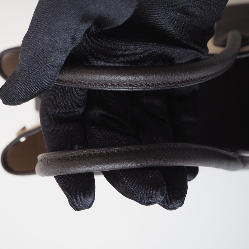 超甜全新閒置Hermès mini garden party帆布拼烏木色-25