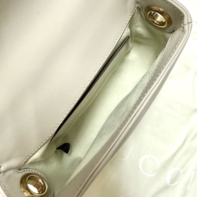 GUCCI Marmont香檳灰手提鏈包-8