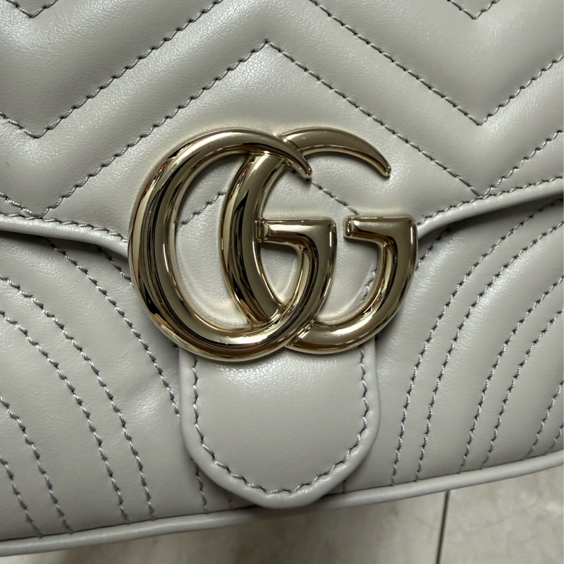 GUCCI Marmont香檳灰手提鏈包-9