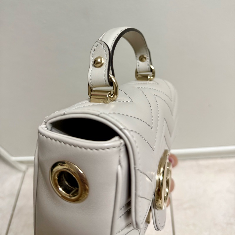 GUCCI Marmont香檳灰手提鏈包-10