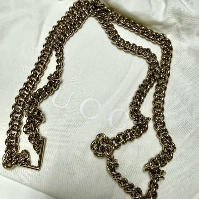 GUCCI Marmont香檳灰手提鏈包-11