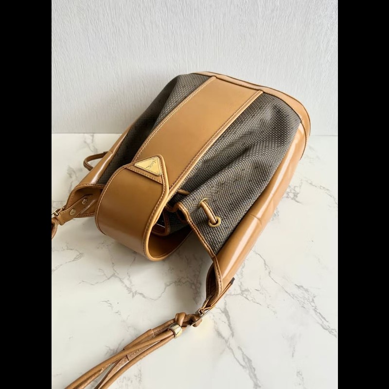 絕版古董包 Yves Saint Laurent 編織拼皮革水桶包 側背包 單肩包-1