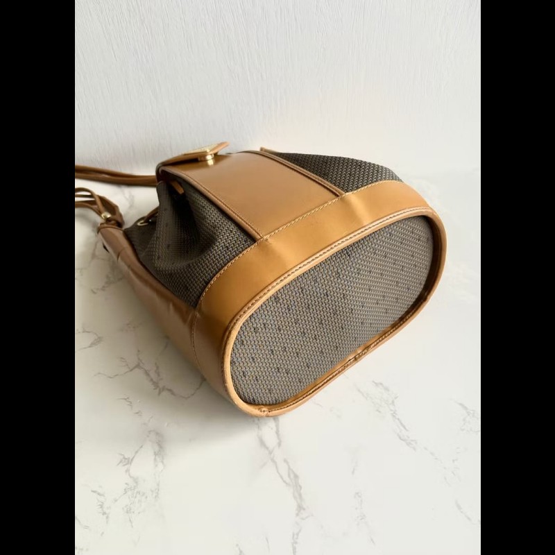 絕版古董包 Yves Saint Laurent 編織拼皮革水桶包 側背包 單肩包-4