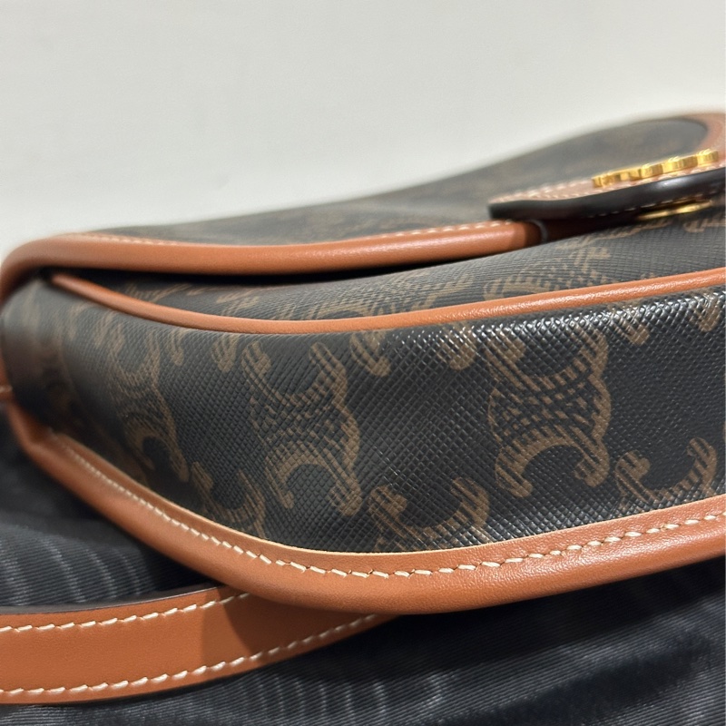 CELINE Triomphe 老花帆布小牛皮斜背包-7