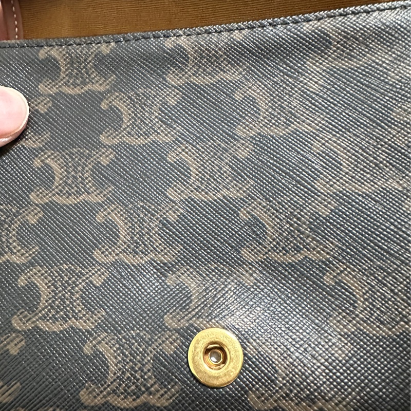 CELINE Triomphe 老花帆布小牛皮斜背包-15