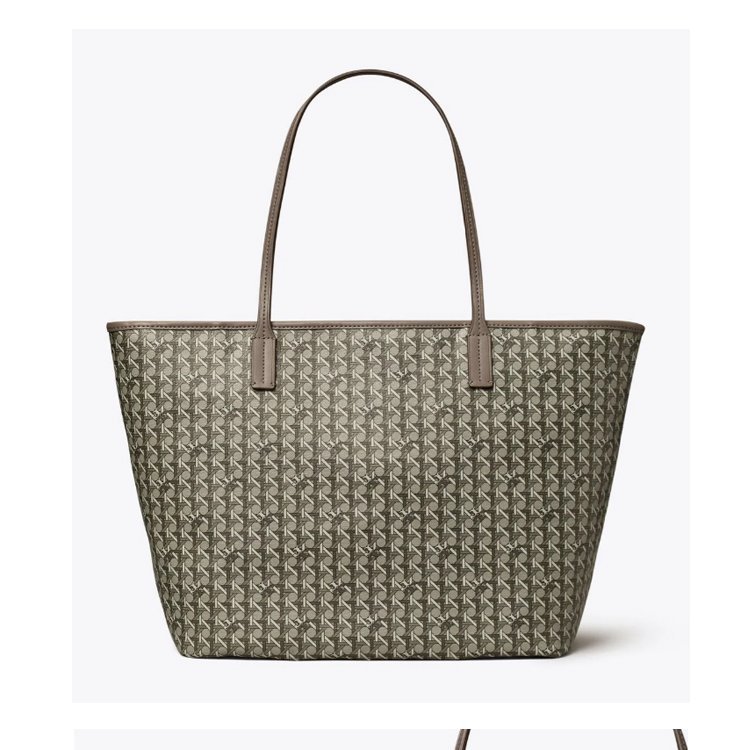 【TORY BURCH】印花帆布子母托特包-卡其灰-2