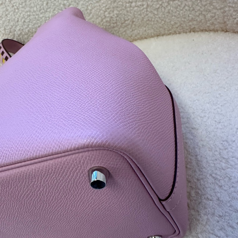 Hermes/愛馬仕 Picotin 18 菜籃子，限量編織手柄設計，配色為超仙氣的X9錦葵紫，搭配優雅銀扣-4