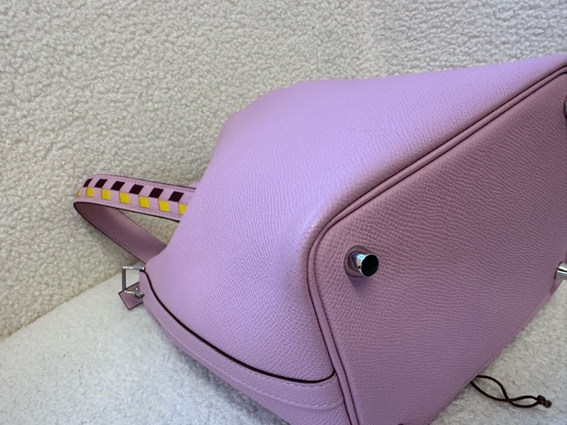 Hermes/愛馬仕 Picotin 18 菜籃子，限量編織手柄設計，配色為超仙氣的X9錦葵紫，搭配優雅銀扣-5